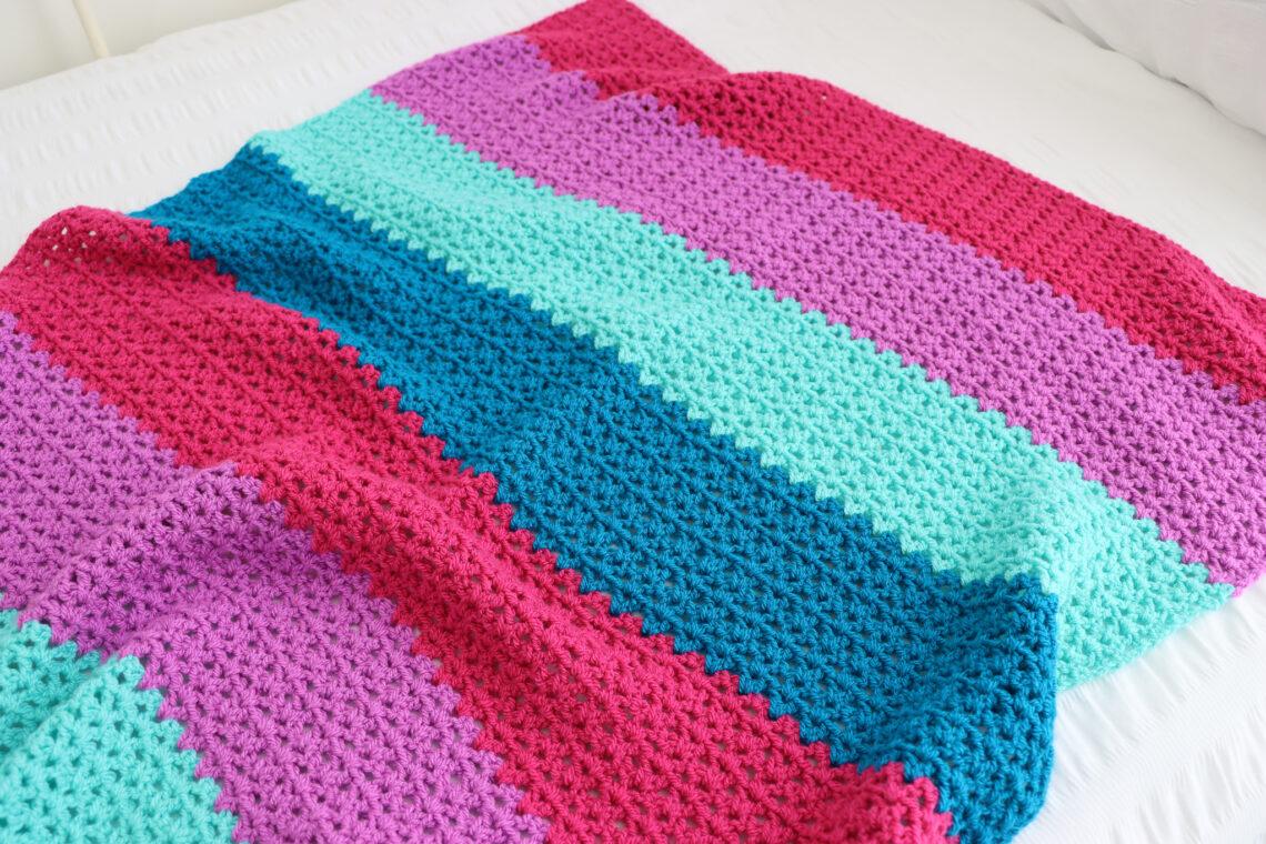 crochet colour block blanket