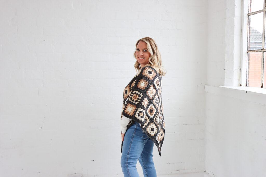 granny square crochet poncho