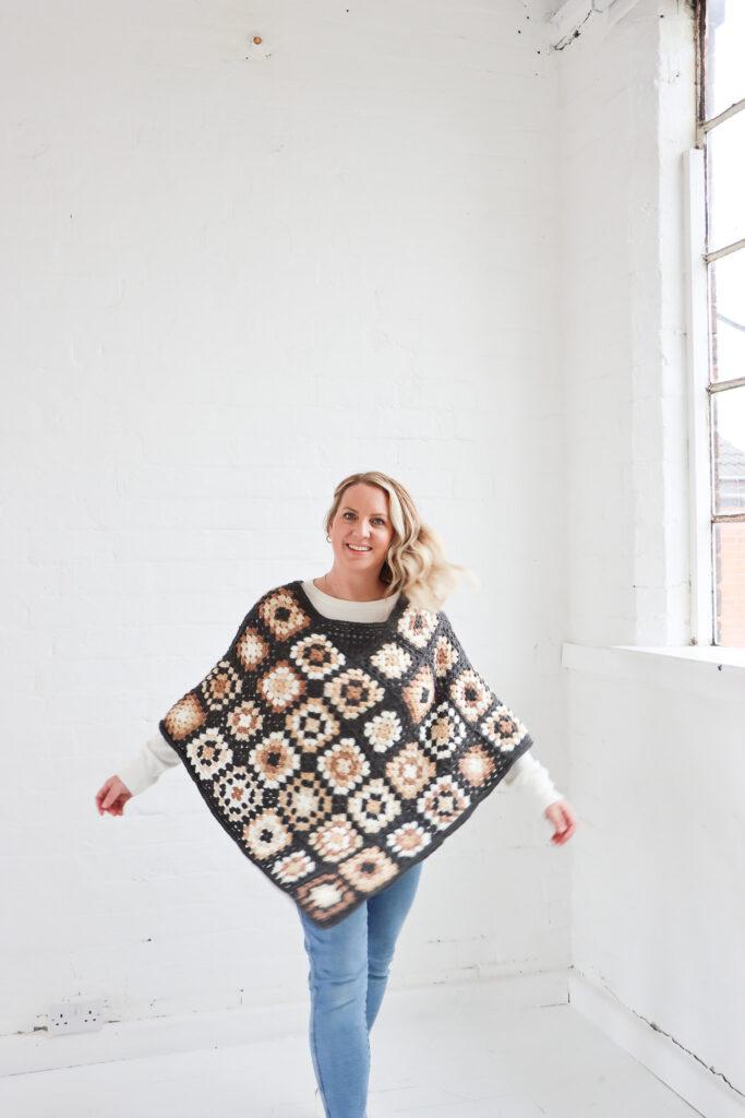 granny square crochet poncho