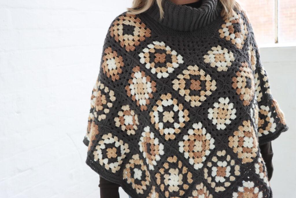 granny square crochet poncho