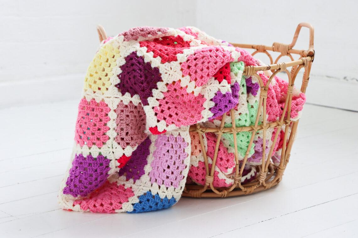 crochet granny square mood blanket