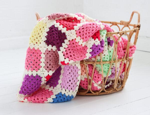 crochet granny square mood blanket